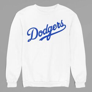 NEW Los Angeles Dodgers Color Pop Wordmark Fleece Long Sleeve Sweatshirt WHITE